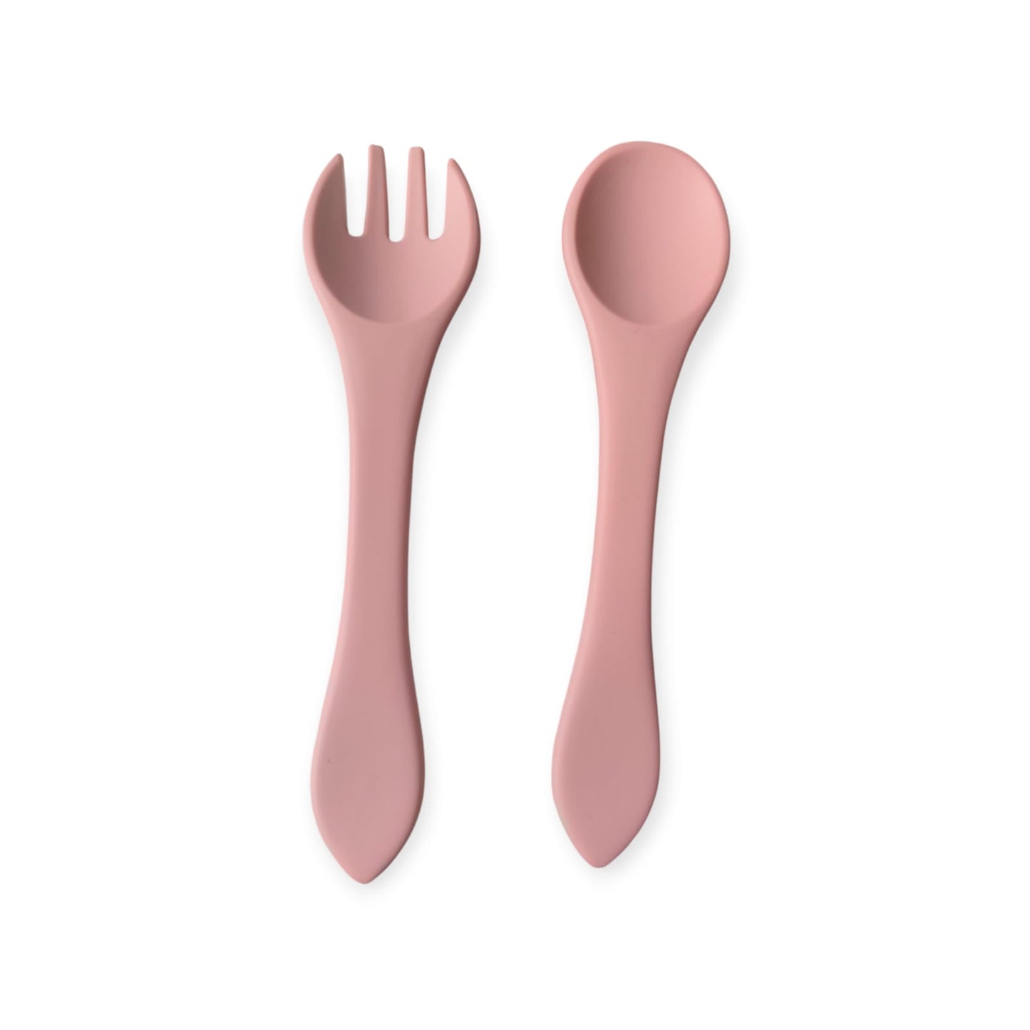 Silicone baby feeding set with spoon and fork, suitable for babies 6 months and above