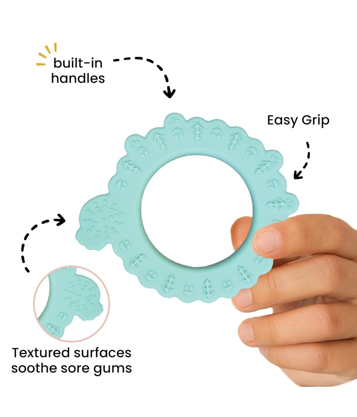 Baby Silicone Sensory Teething Sheep 0-12 Months, Aqua and Pink
