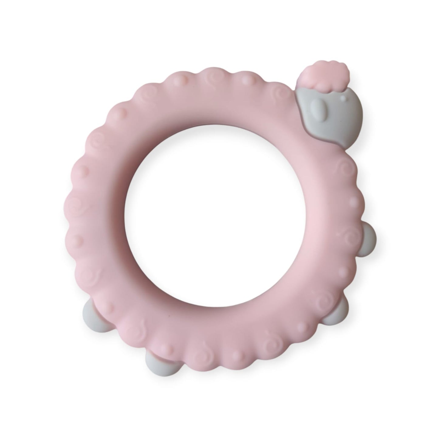 Baby Silicone Sensory Teething Sheep 0-12 Months, Aqua and Pink