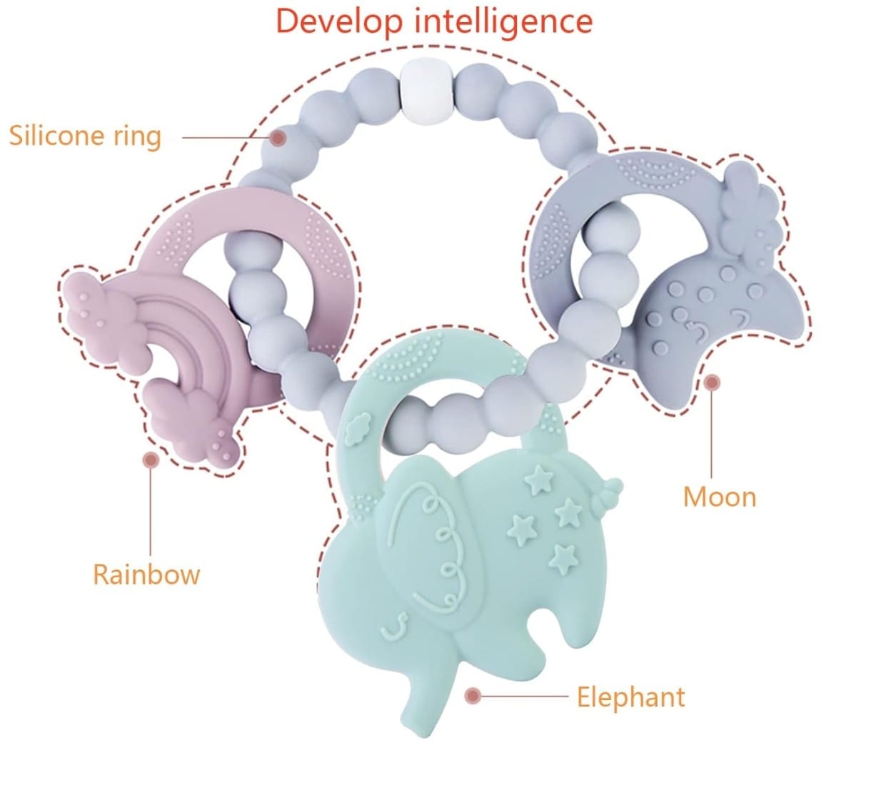 Baby Teether Food-Grade Silicone, Elephant Shape