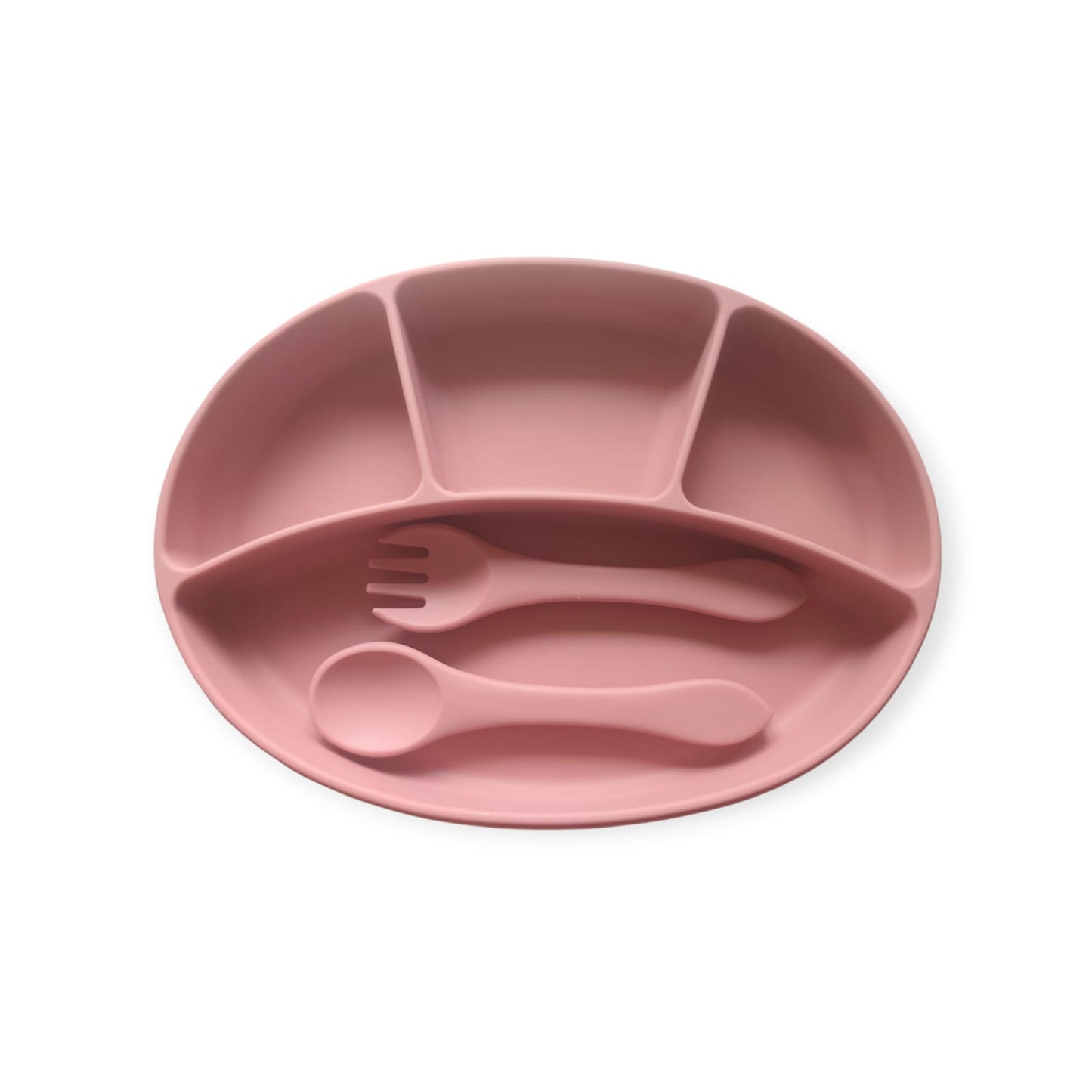 Silicone baby feeding set with spoon and fork, suitable for babies 6 months and above