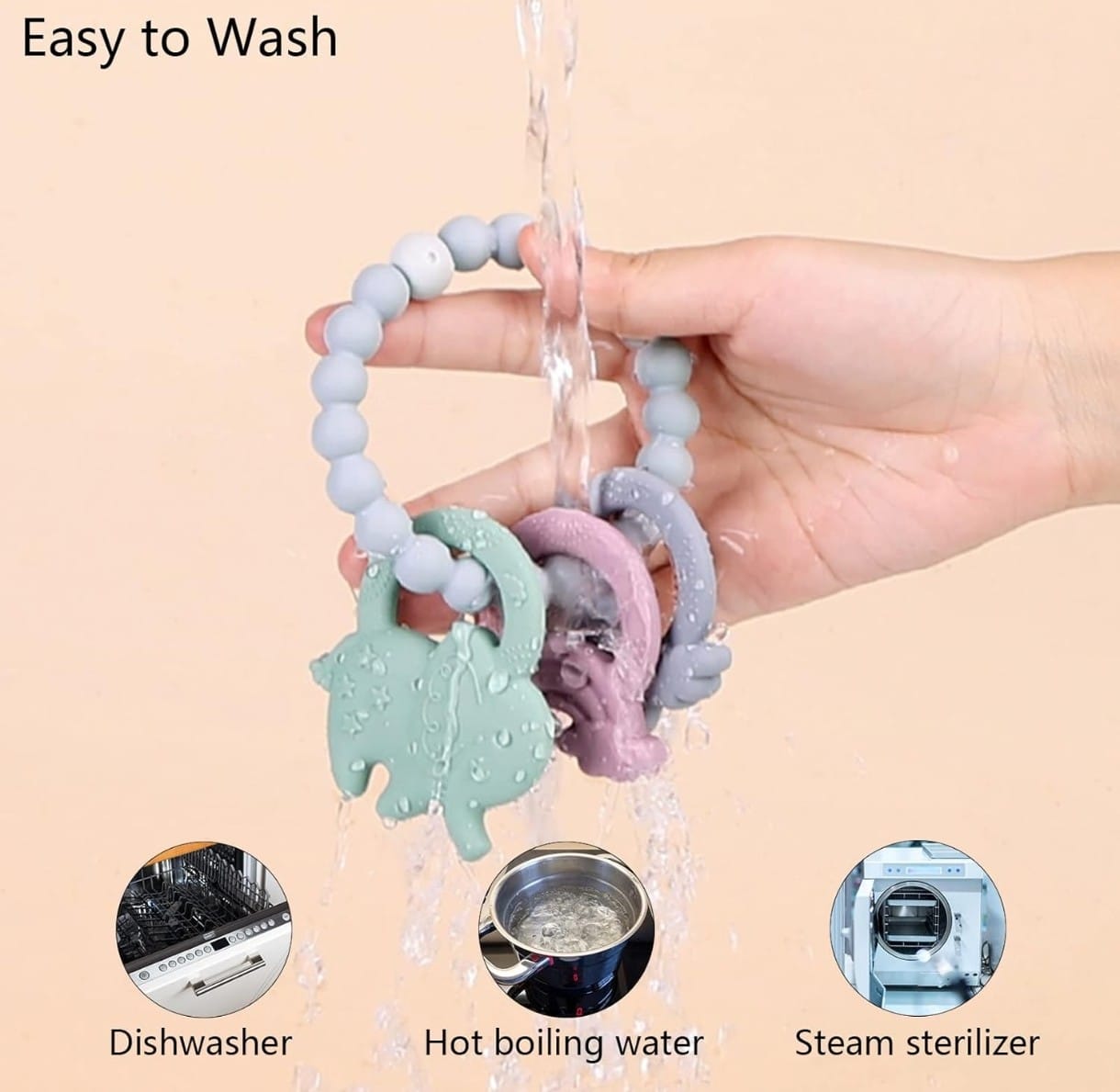 Baby Teether Food-Grade Silicone, Elephant Shape